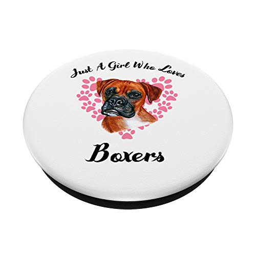 Just A Girl Who Loves Boxers Perro Cachorro PopSockets PopGrip: Agarre intercambiable para Teléfonos y Tabletas