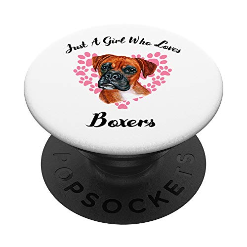 Just A Girl Who Loves Boxers Perro Cachorro PopSockets PopGrip: Agarre intercambiable para Teléfonos y Tabletas