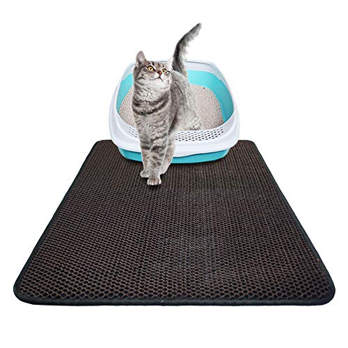 JYZT Almohadilla De Trampa De Basura Cat Panal De Doble Capa Estera De Arena para Gatos Suave Al Tacto Adecuado para Su Hogar Grande Plegable A Prueba De Agua Fácil De Limpiar Negro 68 X 50 Cm