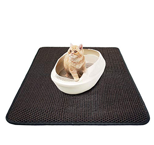 JYZT Almohadilla De Trampa De Basura Cat Panal De Doble Capa Estera De Arena para Gatos Suave Al Tacto Adecuado para Su Hogar Grande Plegable A Prueba De Agua Fácil De Limpiar Negro 68 X 50 Cm