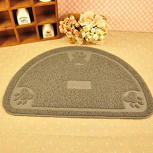 JYZT Semicircular Estera De Arena para Gatos PVC Ecológico Utiliza para Rastrear La Basura Fuera De La Caja De Arena Suave Al Tacto Impermeable Y Anti-orina Dos Colores Opcionales Los 60 * 36CM Gray