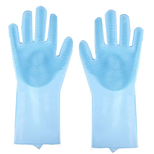 JZDCSCDNS Guantes Anti-mordida para Mascotas Anti-arañazos, Guantes Protectores de Material de Silicona, Gatos y Perros, etc,Azul,3pairs