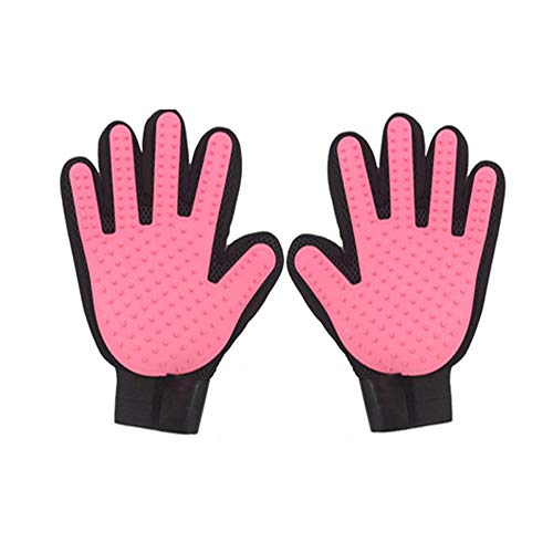 JZDCSCDNS Guantes para Mascotas, Cepillo para Quitar, a Prueba de Cortes, Anti-mordida, Anti-pinchazos, Antideslizantes, adecuados para la depilación de Animales,Rosado