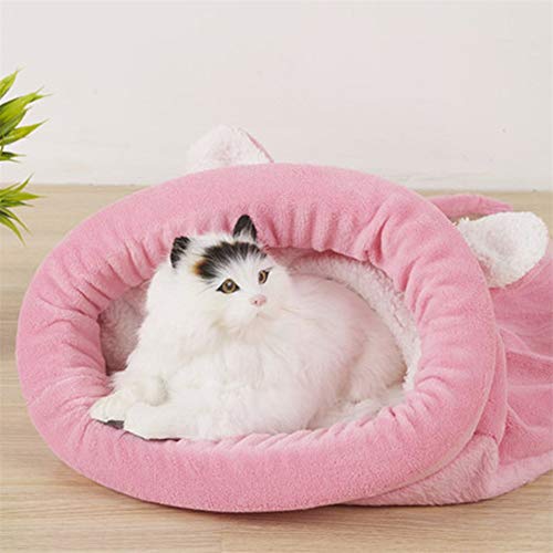 KAIKUN Camas para Perros Cama Gato Cama de Gato con Orejas de Conejo De Peluche Cama del Perro Camas para Gatos Portátil Cama de Perro Nido Mascota Pink,Large