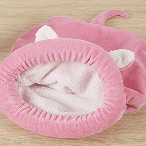 KAIKUN Camas para Perros Cama Gato Cama de Gato con Orejas de Conejo De Peluche Cama del Perro Camas para Gatos Portátil Cama de Perro Nido Mascota Pink,Large