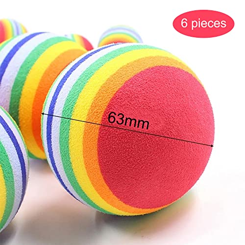 Kaimeilai 6 Bolas pequeñas para Mascotas, Juguetes para Mascotas, Bolas de EVA arcoíris para Gatos, arcoíris de Espuma Suave, Colorido para Suministros de Entrenamiento para Cachorros y Gatitos