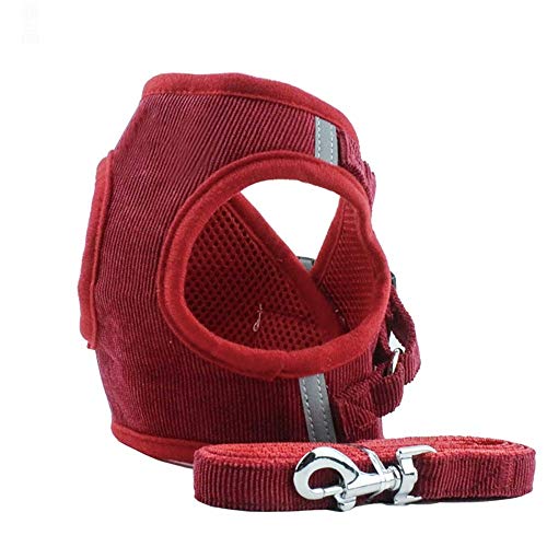 KDKDA Cat Dog Arnés Cachorro Moda Ajustable en Malla Arnés para Perro Chaleco Acolchado Camisa Chaleco Camisa Juego de Correas Suministros para Mascotas (Color : Red, Size : M)