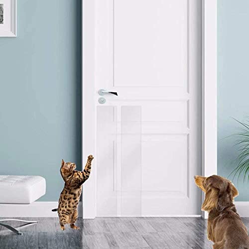 KEBE protector de arañazos para puerta, autoadhesivo, transparente, flexible, de vinilo, para gatos, perros, disuasorio, defensora y repelente