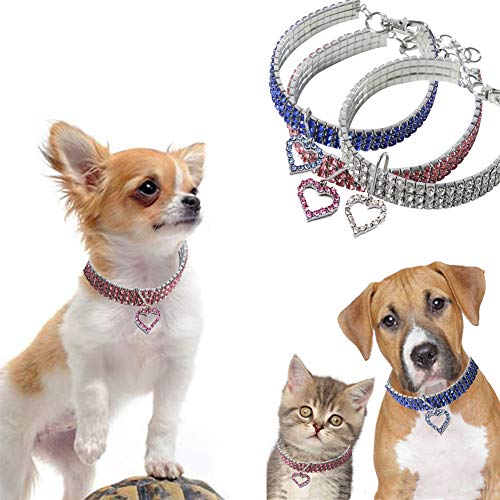 KingbeefLIU Cute Love Heart Alloy Puppy Dog Collar Elástico Correa Elástica para El Cuello Suministros para Mascotas Petite and Cute Minimalist Wind Pet Ring Azul SNone