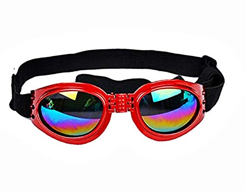 KIRALOVE Gafas de Sol Plegables para Perros - Primavera - elástico - Verano - Ajustable - protección uv400 - otoño Rojo - Invierno - Idea de Regalo Original