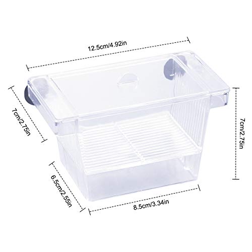 kissral Incubadora para Peces Caja de Cría Peceras Pequeña Acuarios Accesorios con Tapa de Plástico Ventosa Caja de Plástico Transparente para Camarón Tortuga