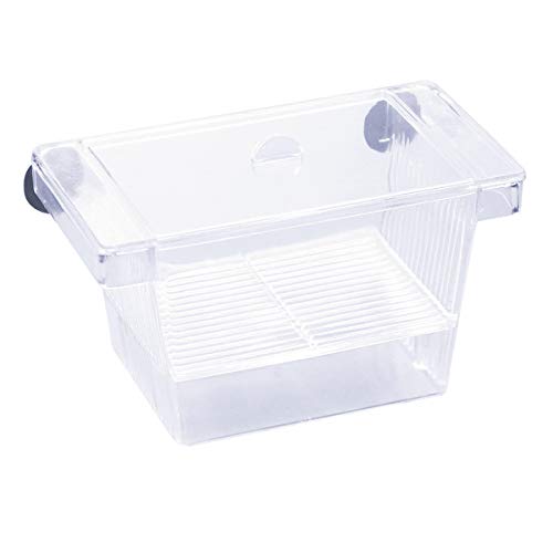 kissral Incubadora para Peces Caja de Cría Peceras Pequeña Acuarios Accesorios con Tapa de Plástico Ventosa Caja de Plástico Transparente para Camarón Tortuga