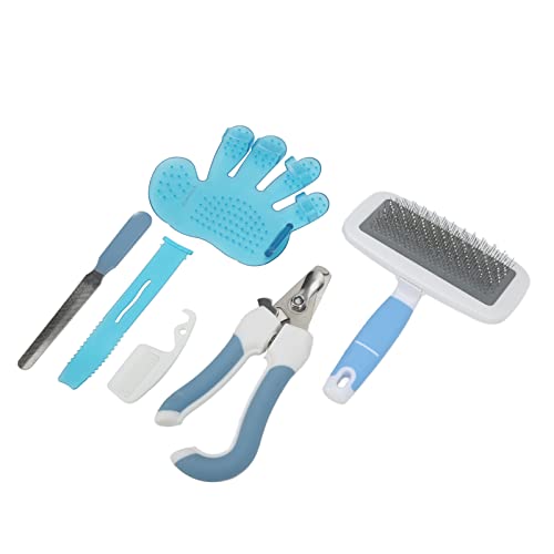 Kit de recorte para mascotas DHYLYXGS, peine para perros, tijeras para uñas de gato, suministros de limpieza para mascotas, kits de recortes de peluquería para mascotas(S-Azul)