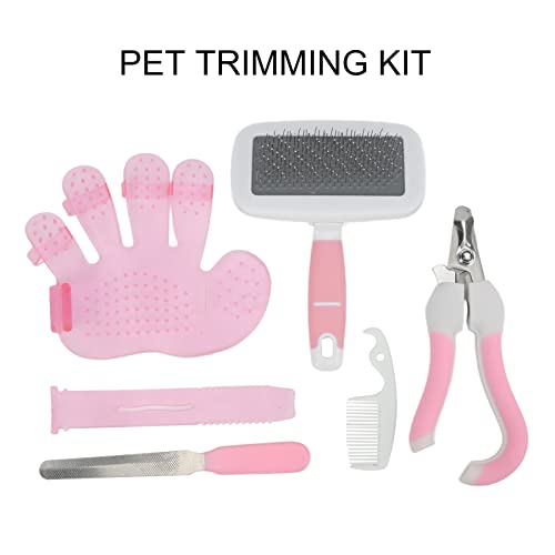 Kit de Tijeras de Pelo para Mascotas, Limpieza, Diseño Ergonómico, Tijeras para Uñas, Limpieza Suave, Kit de Peluquería para Mascotas para Conejo, Gato, Perro para Mascota(S, Rosado)