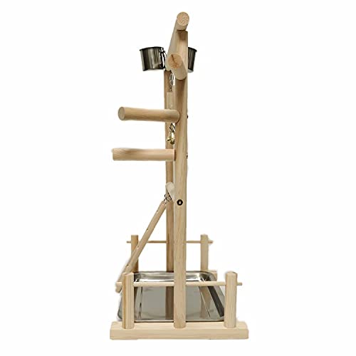 KLMYTCWSD agapornis Juguete Pájaro Perca Juego Soporte Gimnasio Oscilación Escalera Colgante con El Acero Inoxidable Copas Alimentador para Aves De Compañía Pet Supplies(B:36 * 23 * 53CM)