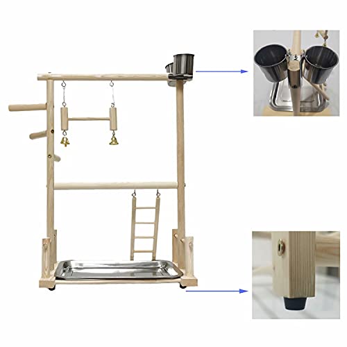 KLMYTCWSD agapornis Juguete Pájaro Perca Juego Soporte Gimnasio Oscilación Escalera Colgante con El Acero Inoxidable Copas Alimentador para Aves De Compañía Pet Supplies(B:36 * 23 * 53CM)