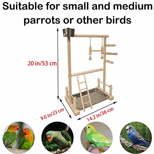 KLMYTCWSD agapornis Juguete Pájaro Perca Juego Soporte Gimnasio Oscilación Escalera Colgante con El Acero Inoxidable Copas Alimentador para Aves De Compañía Pet Supplies(B:36 * 23 * 53CM)