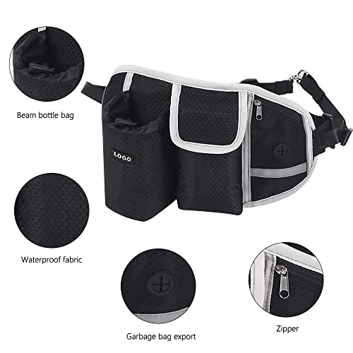 Komake Bolsa de Comida para Perros,Bolsa de Entrenamiento para Perro,Bolsa para Cinturón,Mochila de Entrenamiento para Perros con Cintura Ajustable,para Correr,Caminar,Entrenar,Hacer Senderismo(Negro)