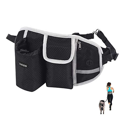 Komake Bolsa de Comida para Perros,Bolsa de Entrenamiento para Perro,Bolsa para Cinturón,Mochila de Entrenamiento para Perros con Cintura Ajustable,para Correr,Caminar,Entrenar,Hacer Senderismo(Negro)