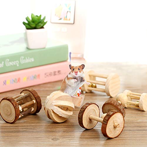 Komoyo 7 Piezas Hamster Chew Toys, Juguetes de Madera Natural para Masticar Cuidado de los Dientes, Bola Molar para Animales Pequeños, Pino, Conejillos, Ratas, Chinchillas,Gato