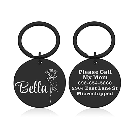 krui Chapa Perro Grabada Personalizada,Collares Perros Personalizados,Collar Personalizado Perro,Collar para Perros con Nombre,Cosas para Perros,Pajaritas para Perros (20X20mm,Negro)