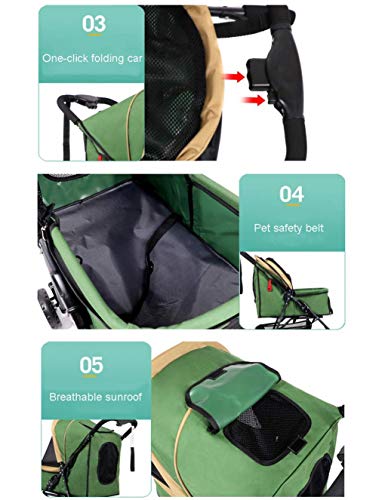 KUANDARGG Cochecito para Perros, Cochecito para Mascotas Carrito para Perros Medianos, Cochecito para Mascotas De 3 Ruedas Cochecito De Viaje Plegable Jogger, Black