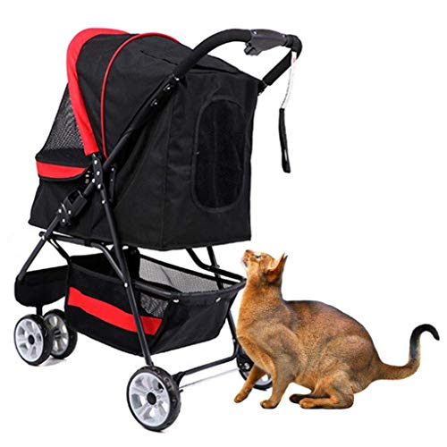 KUANDARGG Cochecito para Perros, Cochecito para Mascotas Carrito para Perros Medianos, Cochecito para Mascotas De 3 Ruedas Cochecito De Viaje Plegable Jogger, Black