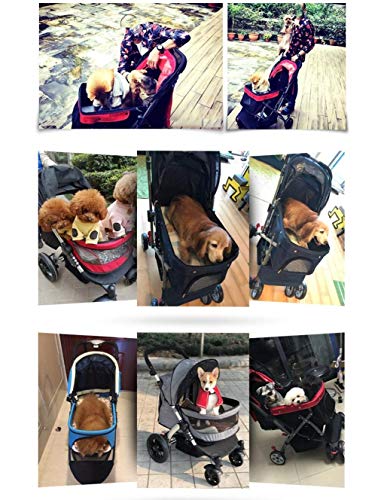 KUANDARGG Cochecito para Perros, Cochecito para Mascotas Carrito para Perros Medianos, Cochecito para Mascotas De 3 Ruedas Cochecito De Viaje Plegable Jogger, Black