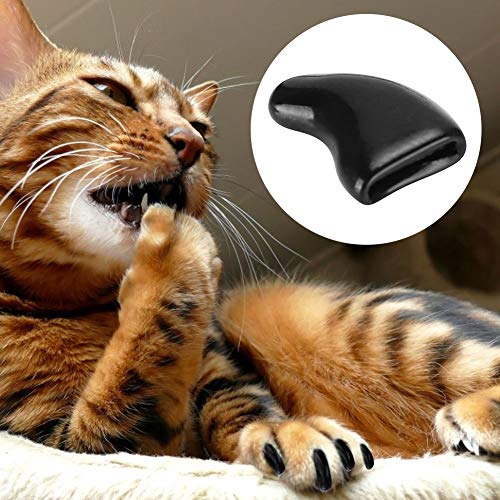 KUIDAMOS 10 Piezas de Gorro Suave para uñas de Gato para Mascotas, Cubiertas de Gorro de uñas para Gatos, para Evitar Que Las Mascotas se rasquen, Apto para Gatos, Negro, Blanco(Talla Negra: XS)