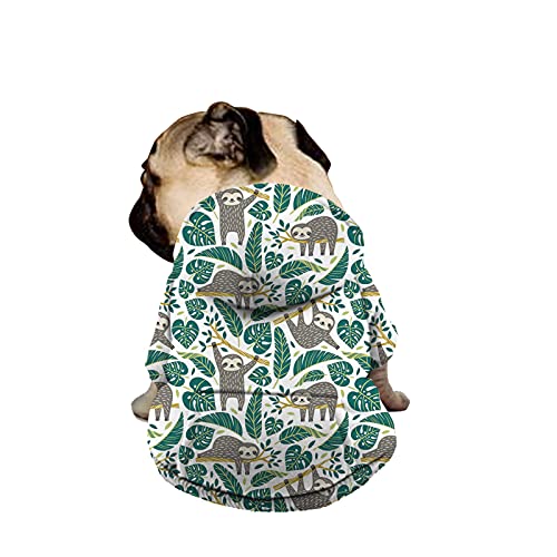 KUILIUPET Sudaderas con capucha para cachorro, diseño de perezosos de dibujos animados de moda impreso novedad regalo cremallera traje para perros pequeños Chihuahua abrigo ropa cachorro Custume - L