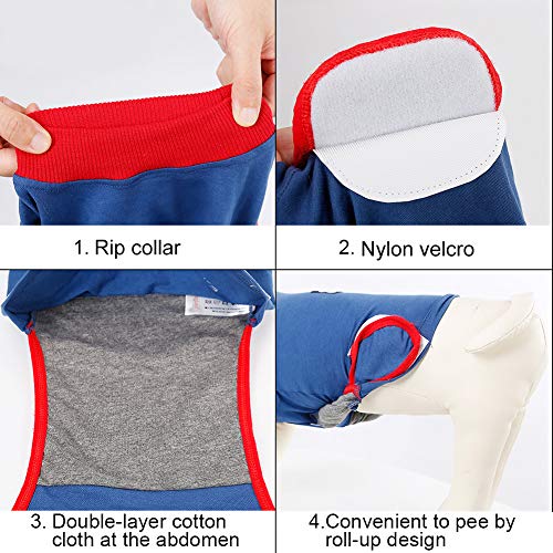 Kuoser Traje de Recuperación para Perros Pequeño Mediano Grande, para Heridas Abdominales, Enfermedad de la Piel, Alternativa Collar Electrónico de Cono para Evitar Lamer Morder Rascarse