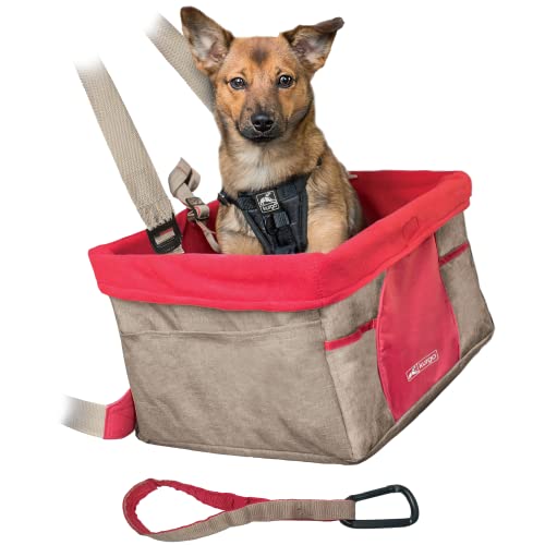 Kurgo Heather, Asiento de Coche para Perros, Asiento Elevador para Mascotas, Incluye Correa de Seguridad, Rojo/Marrón