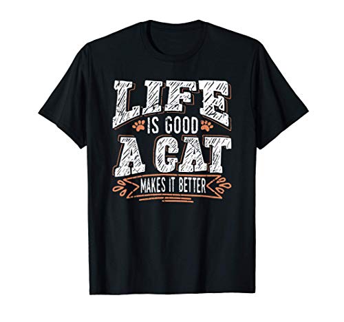 La vida es buena Un gato lo hace mejor Adopción de animales Camiseta