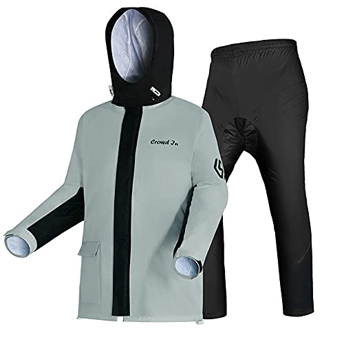 LALEO Impermeable Reflectante Dividido Chubasquero y Pantalones ConjuntosRopa de Seguridad de Alta Visibilidad Motocicleta Motocross Deportes, 2 Piezas