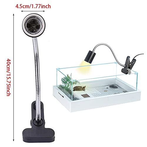 Lámpara para Tortuga,Luz Tortugas de Agua,Lámpara de Calor de Reptil con Clip,con 2 Bombillas UVA UVB de 25 W y Abrazadera Giratoria de 360 °Adecuada, para Tortuga, Lagartos, Serpientes, Camaleones