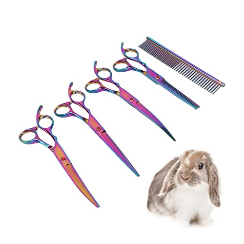 Lantuqib Tijeras de Corte de Pelo para Mascotas, Tijeras de Belleza para Perros 4 Tipos Portátiles para Chinchillas para Conejos