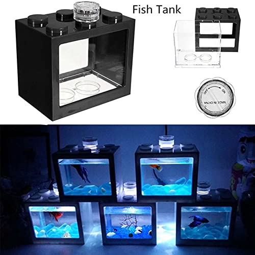 laoonl 2022 Mini Acuario con luz Escritorio Acuario Reptiles Box Terrario para Piscis Insectos Tortuga Microspaisajes