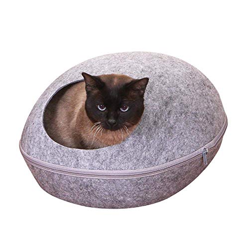 Las camas del gato del gato cuevas y casas de perro Perro Gato Casas fieltro cama for dormir bolsa con cremallera de huevo Forma caliente de la casa del animal doméstico Nido @ Blue 48X39X26Cm zhangxu