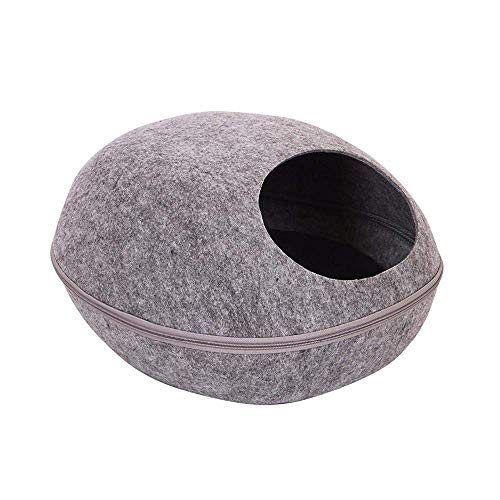 Las camas del gato del gato cuevas y casas de perro Perro Gato Casas fieltro cama for dormir bolsa con cremallera de huevo Forma caliente de la casa del animal doméstico Nido @ Blue 48X39X26Cm zhangxu