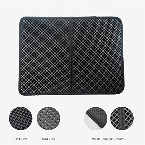 LCISCOUP Estera Arena Gatos Cat Ritter Mat Litter Cransping, Honeycomb Large Holes Design Impermeable Eva Material de diseño de Doble Capa Suave en Patas y Lavable. (Color : Black, Size : 45x60cm)