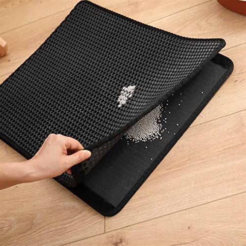 LCISCOUP Estera Arena Gatos Cat Ritter Mat Litter Cransping, Honeycomb Large Holes Design Impermeable Eva Material de diseño de Doble Capa Suave en Patas y Lavable. (Color : Black, Size : 45x60cm)