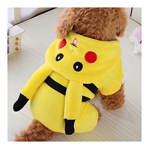 LCKJ Lindo Pikachu Dibujos Animados Amarillo Mascota Ropa de Perro otoño Invierno Abrigo Suave toleco Cachorro Chaqueta Equipo for Perros pequeños Ropa Ropa de Traje Mascota