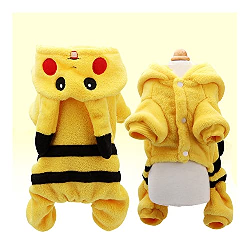 LCKJ Lindo Pikachu Dibujos Animados Amarillo Mascota Ropa de Perro otoño Invierno Abrigo Suave toleco Cachorro Chaqueta Equipo for Perros pequeños Ropa Ropa de Traje Mascota