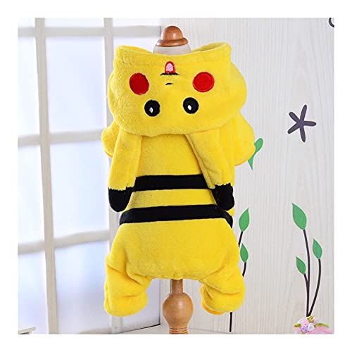 LCKJ Lindo Pikachu Dibujos Animados Amarillo Mascota Ropa de Perro otoño Invierno Abrigo Suave toleco Cachorro Chaqueta Equipo for Perros pequeños Ropa Ropa de Traje Mascota