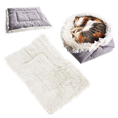 Ledeak Cama Perros, Mascota Gatos Gatitos Mediano Pequeño Cojín Cesta Sofá Suave Cachorro Animales Antiestres Lavables Interior Invierno Mullida Extraíble para Dormir Descansar(Blanco)