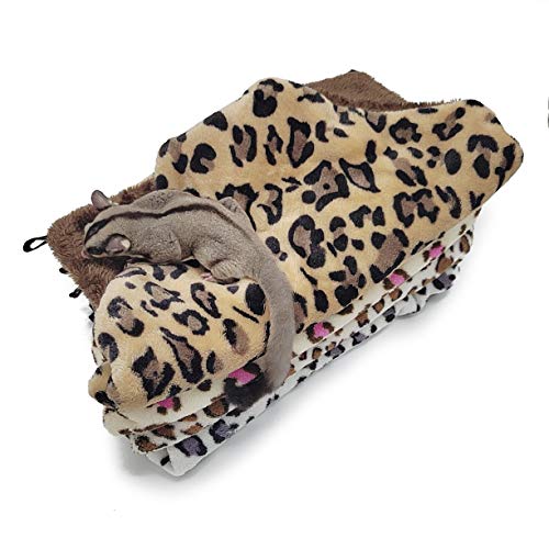 LeerKing Hamaca Huron Cama para Cobayas Cama Colgante Hámster con 3 Capas de Laberinto Geométrico al Durmiendo y Juguete, Leopardo & Marrón