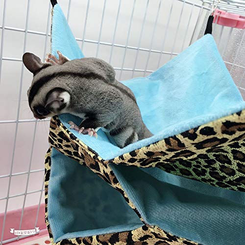 LeerKing Hamaca para roedores Cama Colgante Hámster Dormir Cómodo Nido con 3 Capas Laberinto geométrico para Animales pequeños Rata Sugar Glider Ardilla, Patrón de Leopardo, 35 * 35 cm