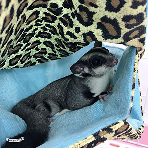 LeerKing Hamaca para roedores Cama Colgante Hámster Dormir Cómodo Nido con 3 Capas Laberinto geométrico para Animales pequeños Rata Sugar Glider Ardilla, Patrón de Leopardo, 35 * 35 cm