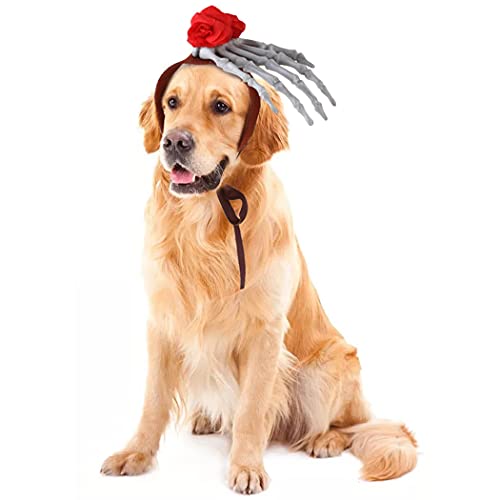 Legendog Halloween Mascota Diadema Esqueleto Mano Horrible Flor Gatito Diadema Cachorro Disfraz Perro Vacaciones Sombreros