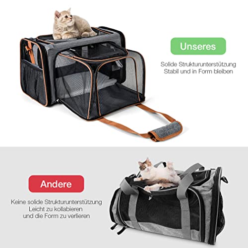 Lekesky Bolsa de transporte extensible para gatos y perros de hasta 8 kg, plegable, con alfombrilla lavable (gris)